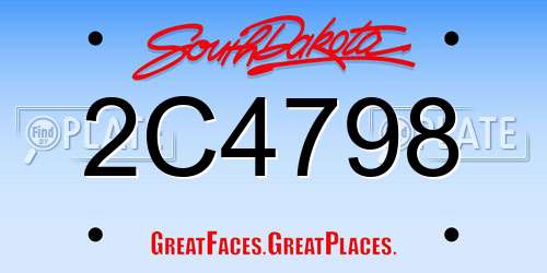 2C4798 South Dakota License Plate