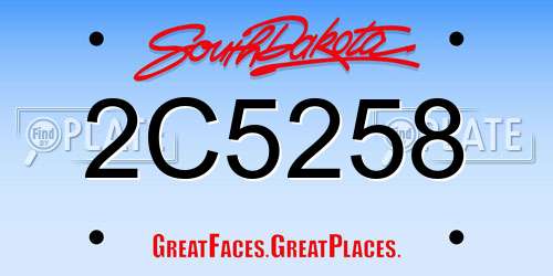 2C5258 South Dakota License Plate