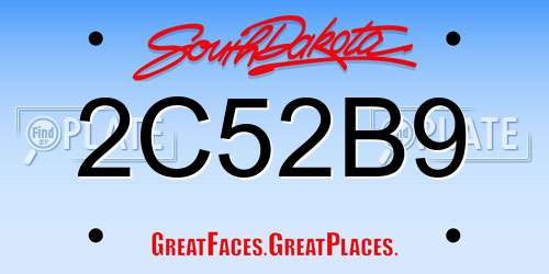 2C52B9 South Dakota License Plate