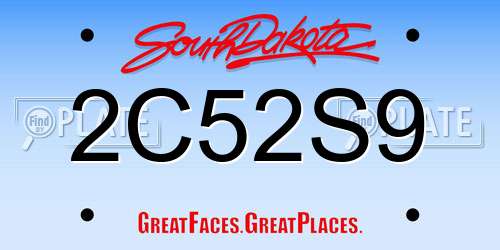 2C52S9 South Dakota License Plate