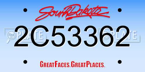2C53362 South Dakota License Plate