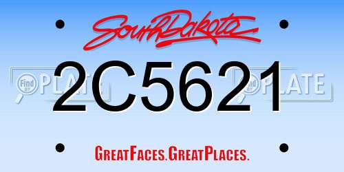 2C5621 South Dakota License Plate