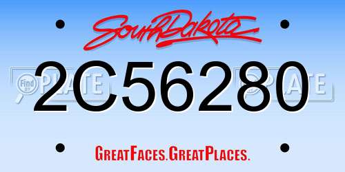 2C56280 South Dakota License Plate