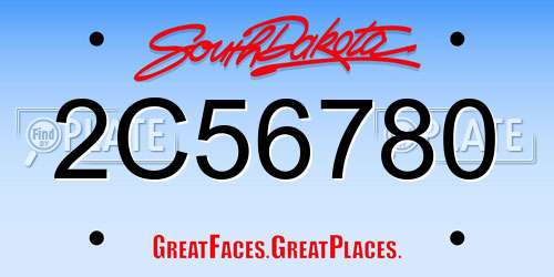 2C56780 South Dakota License Plate