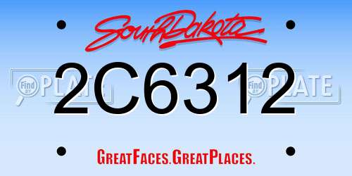 2C6312 South Dakota License Plate