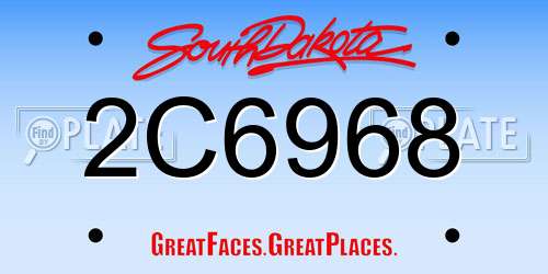 2C6968 South Dakota License Plate