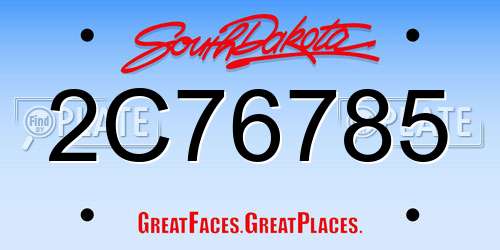 2C76785 South Dakota License Plate