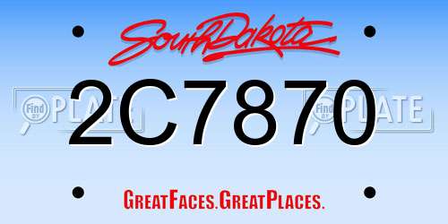 2C7870 South Dakota License Plate