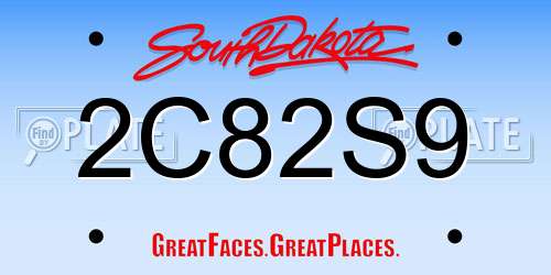 2C82S9 South Dakota License Plate
