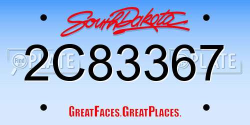 2C83367 South Dakota License Plate