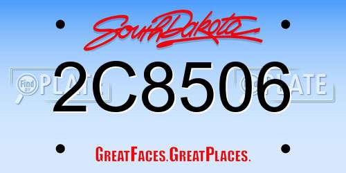 2C8506 South Dakota License Plate