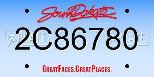 2C86780 South Dakota License Plate