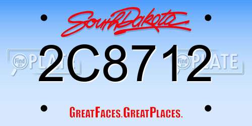 2C8712 South Dakota License Plate