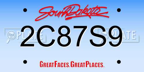 2C87S9 South Dakota License Plate