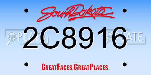 2C8916 South Dakota License Plate