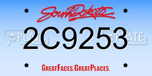 2C9253 South Dakota License Plate