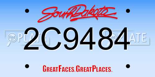 2C9484 South Dakota License Plate