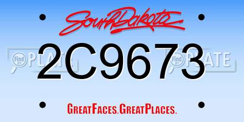 2C9673 South Dakota License Plate