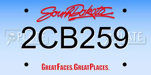 2CB259 South Dakota License Plate