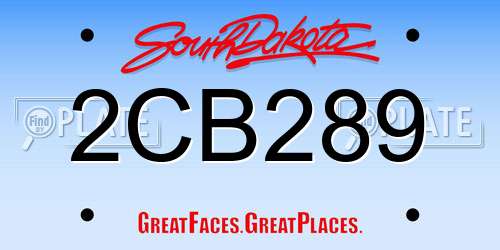 2CB289 South Dakota License Plate
