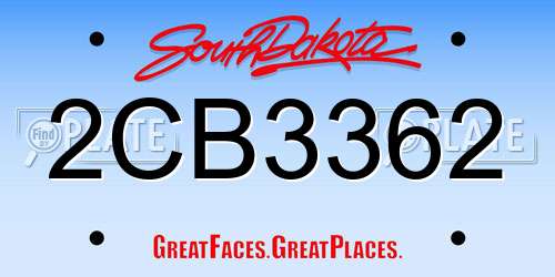 2CB3362 South Dakota License Plate