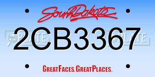 2CB3367 South Dakota License Plate