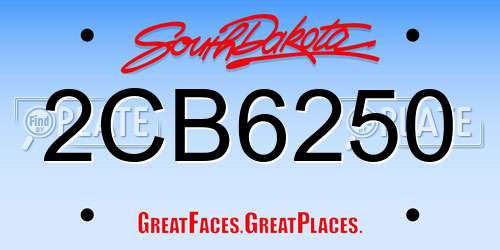 2CB6250 South Dakota License Plate