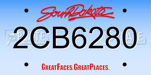 2CB6280 South Dakota License Plate