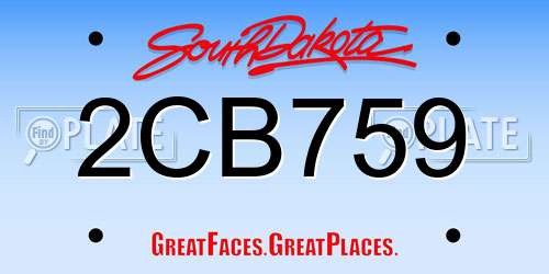2CB759 South Dakota License Plate