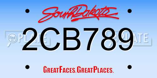 2CB789 South Dakota License Plate