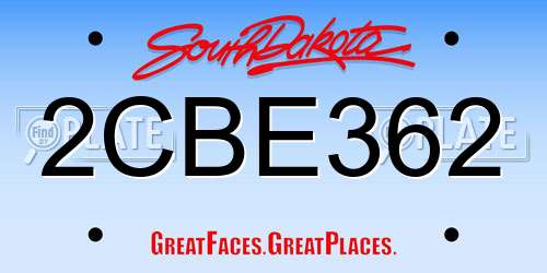 2CBE362 South Dakota License Plate