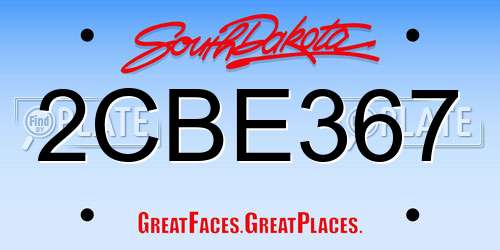 2CBE367 South Dakota License Plate
