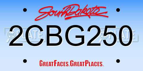 2CBG250 South Dakota License Plate