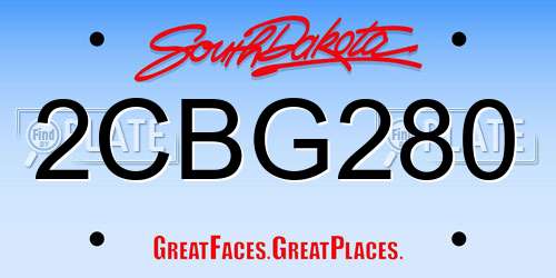 2CBG280 South Dakota License Plate