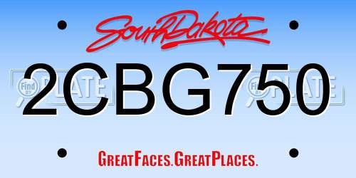 2CBG750 South Dakota License Plate