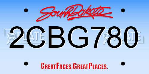 2CBG780 South Dakota License Plate