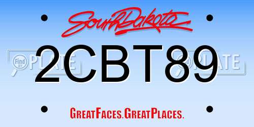 2CBT89 South Dakota License Plate