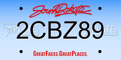 2CBZ89 South Dakota License Plate
