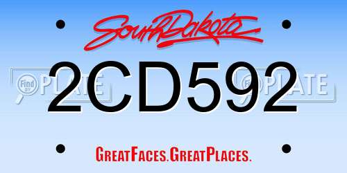 2CD592 South Dakota License Plate