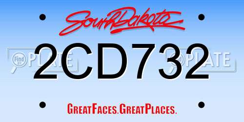 2CD732 South Dakota License Plate
