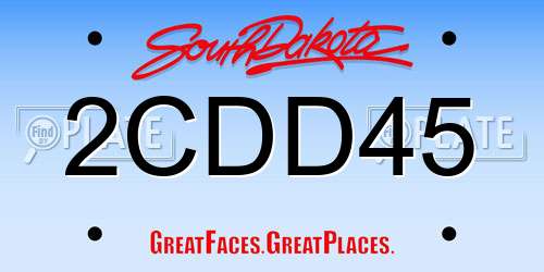 2CDD45 South Dakota License Plate