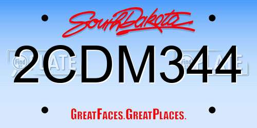 2CDM344 South Dakota License Plate