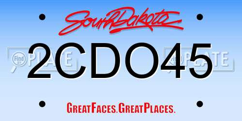 2CDO45 South Dakota License Plate