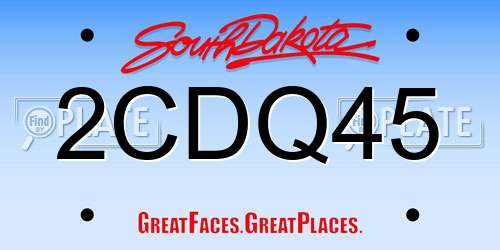 2CDQ45 South Dakota License Plate