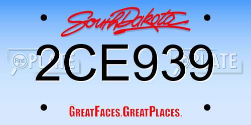 2CE939 South Dakota License Plate