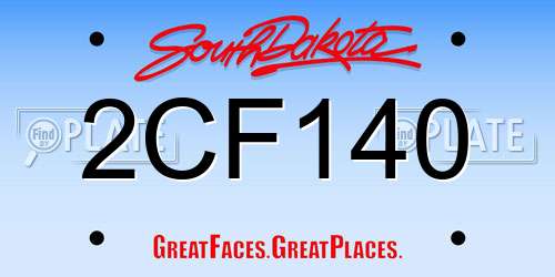 2CF140 South Dakota License Plate