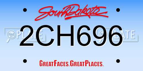 2CH696 South Dakota License Plate