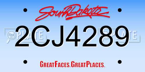 2CJ4289 South Dakota License Plate