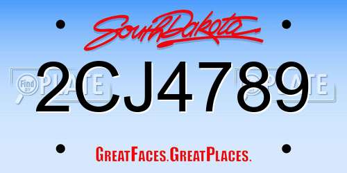 2CJ4789 South Dakota License Plate
