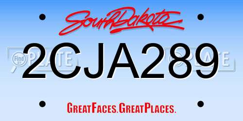 2CJA289 South Dakota License Plate